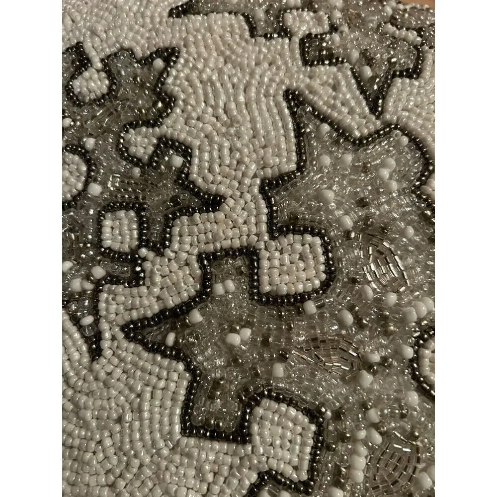 Christmas Beaded Silver Snowflake Throw Pillow Decor 14